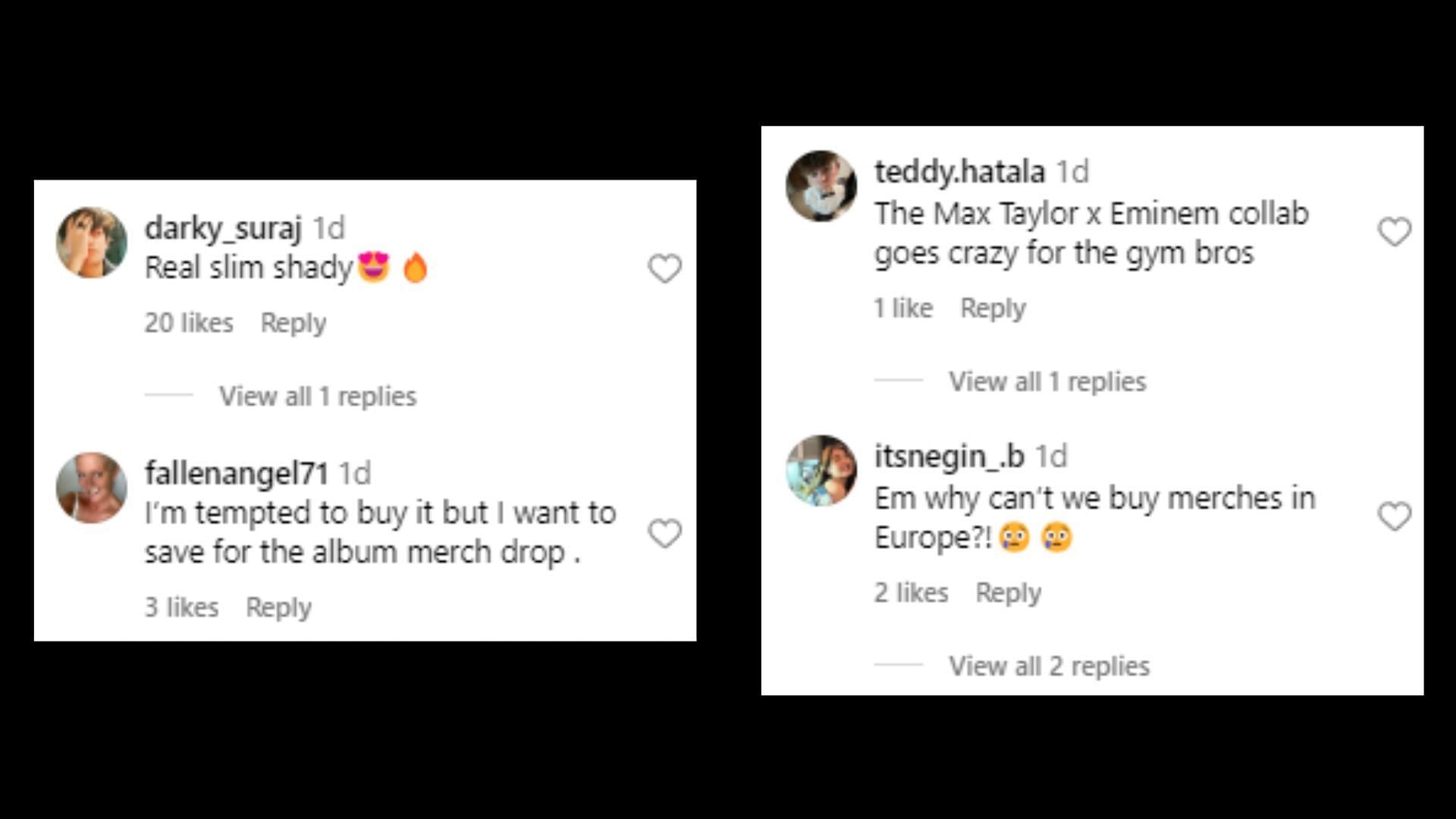 Netizens post their reactions in the comments section (Image via Instagram/eminem)